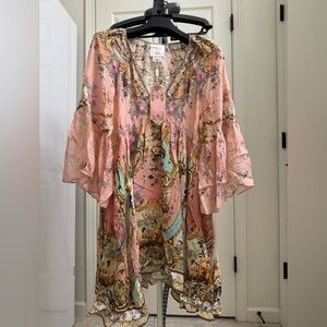Camilla Pink and Gold Embellished Floral Dress